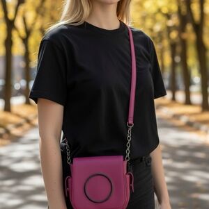 Charming Charlies Pink Barbie Core Crossbody Bag Faux Leather Side Pockets Boho